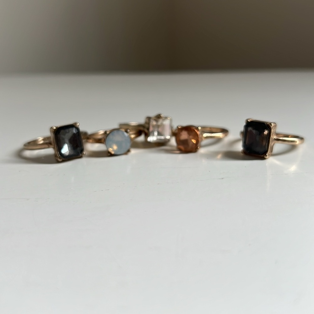 Set a five gold gemstone stackable rings Size 7 - Picture 2 of 15